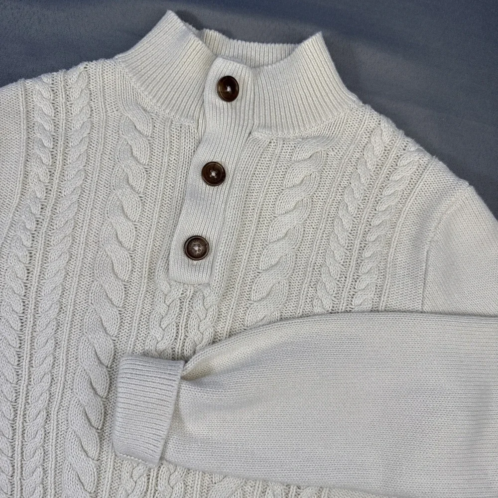 Gap Kids Boy Or Girl's Ivory Cable Knit Cotton Cardigan Sweater, Sz. 14-16